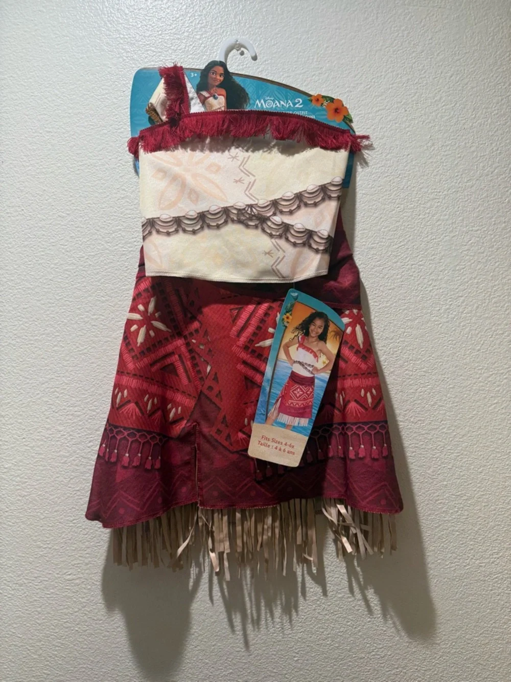Disney Moana 2 Inspired Girls' Red Fringe Costume Dress NWTS - Picture 3 of 13